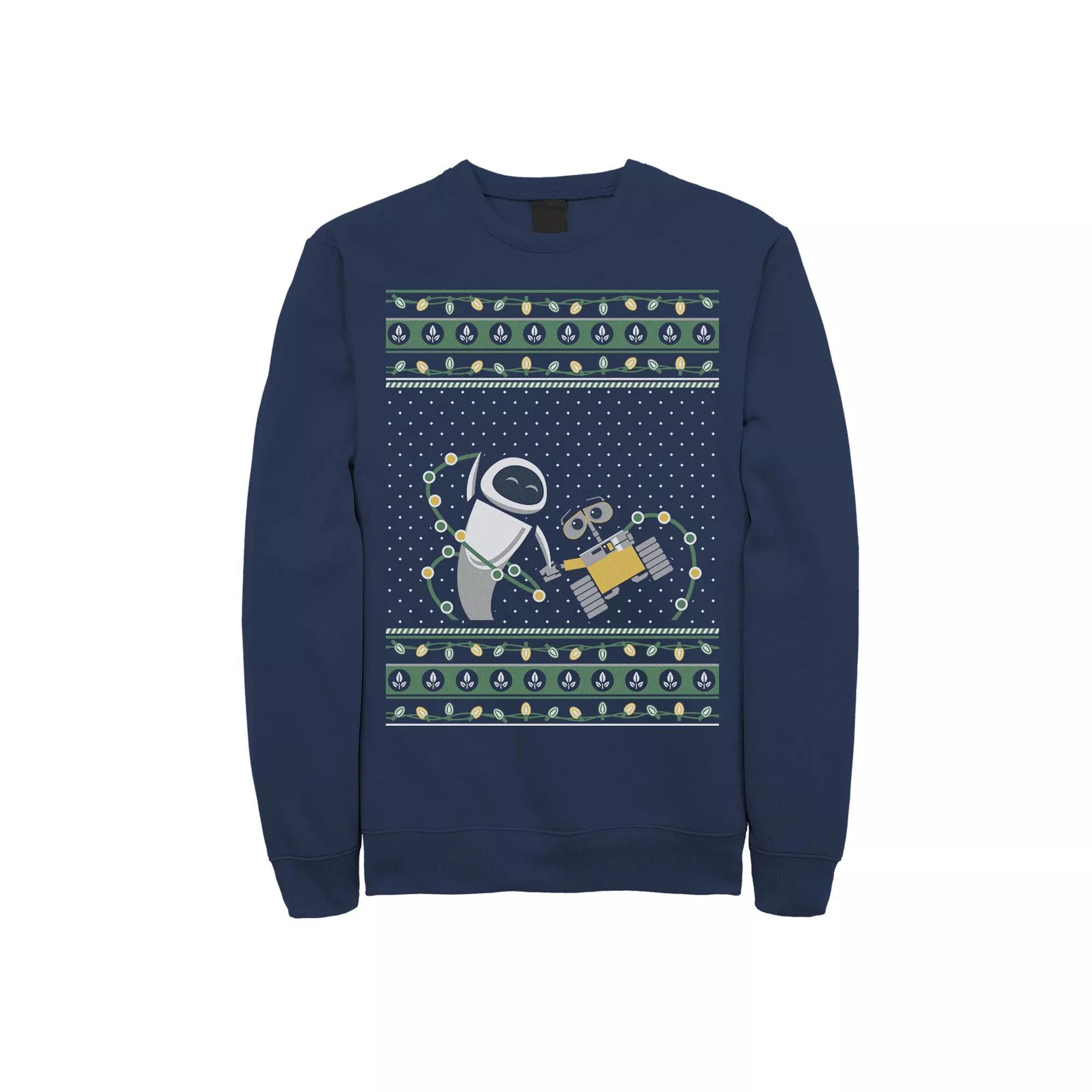 Men's Disney Pixar Wall-E & EVE Ugly Christmas Sweater Fleece,  Product Image