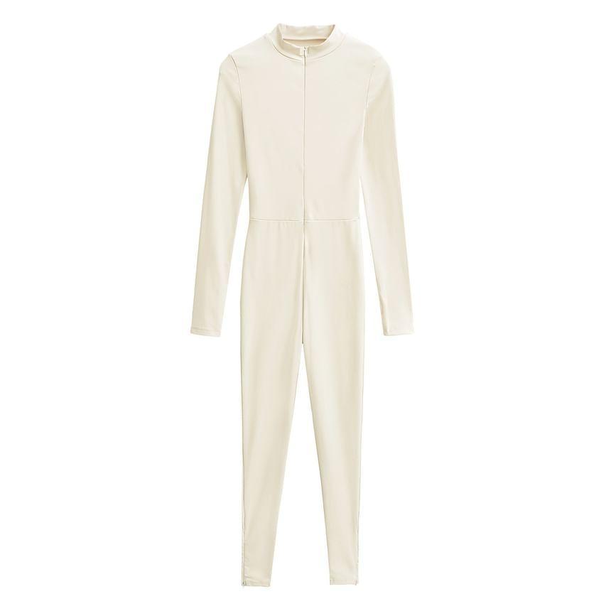 Long-Sleeve Plain Jumpsuit  Product Image