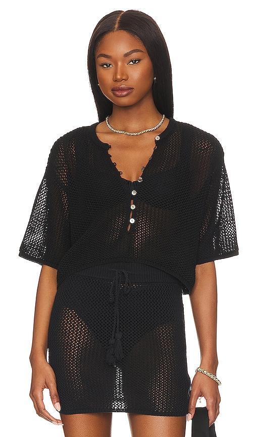 L*Space Coast Is Clear Cotton Crochet Swim Cover-Up Top Product Image