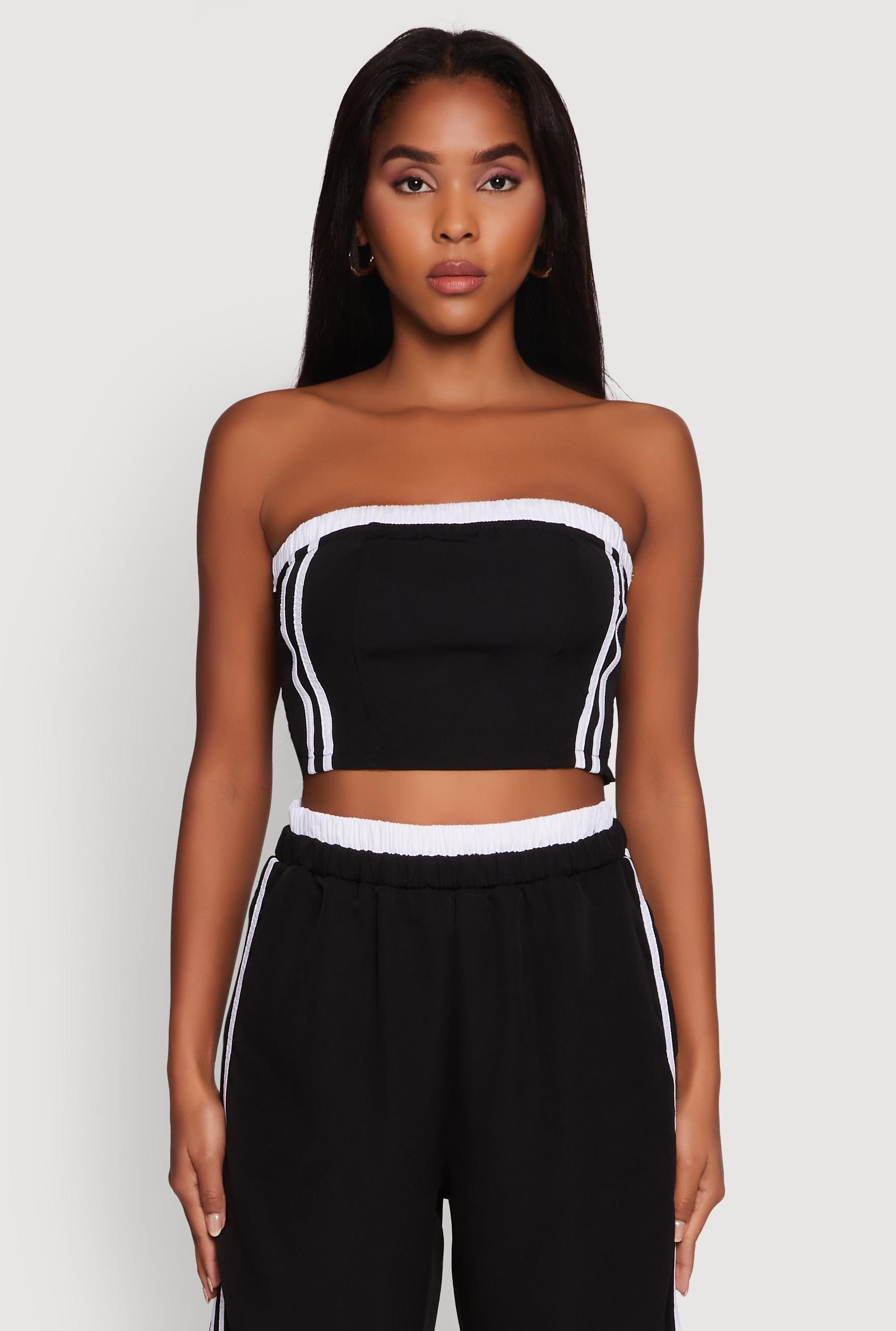 Womens Varsity Stripe Crop Tube Top Product Image