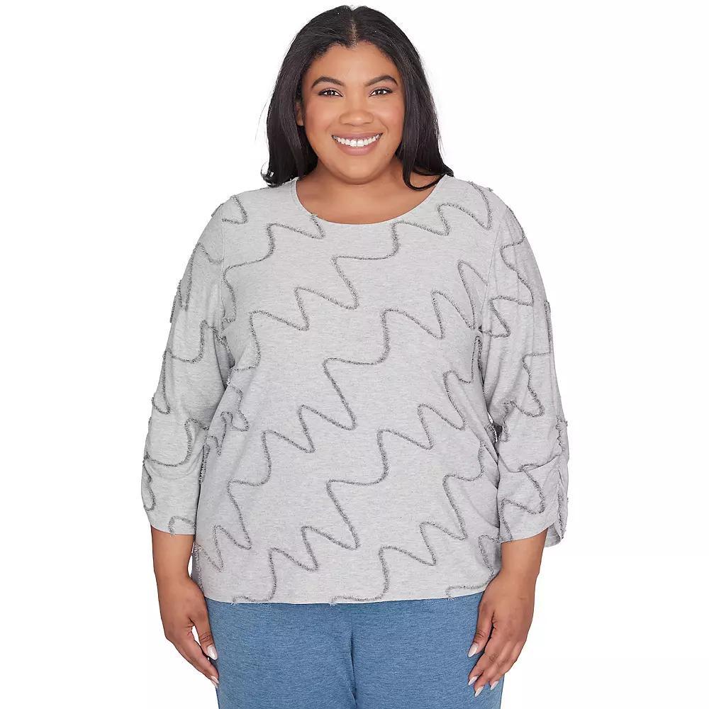 Plus Size Alfred Dunner Diagonal Textured Top, Women's, Size: 1XL, Gray Product Image