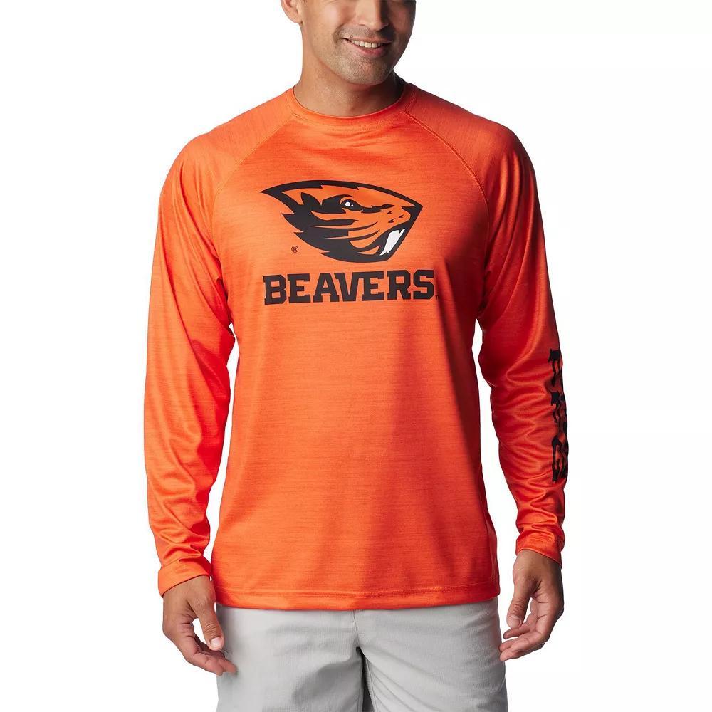 Men's Columbia Orange Oregon State Beavers PFG Terminal Tackle Omni-Shade Raglan Long Sleeve T-Shirt,  Product Image