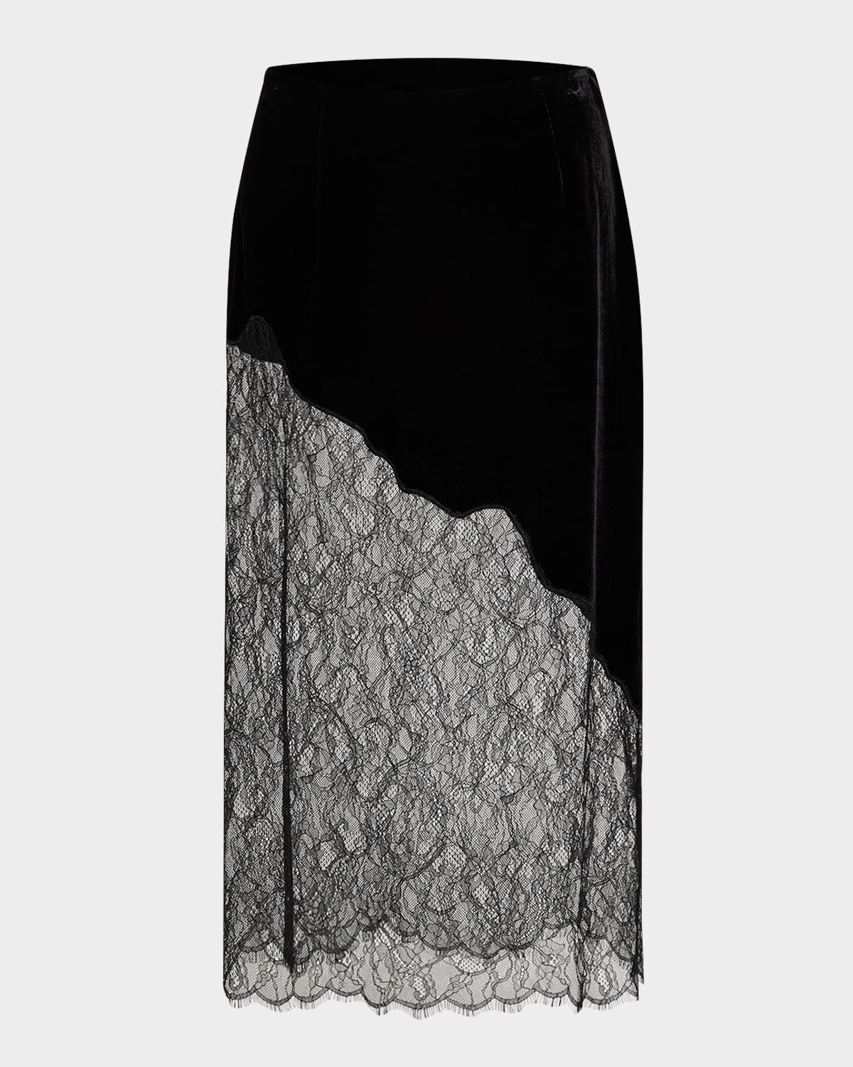 FRAME Velvet Lace Skirt In Black Product Image