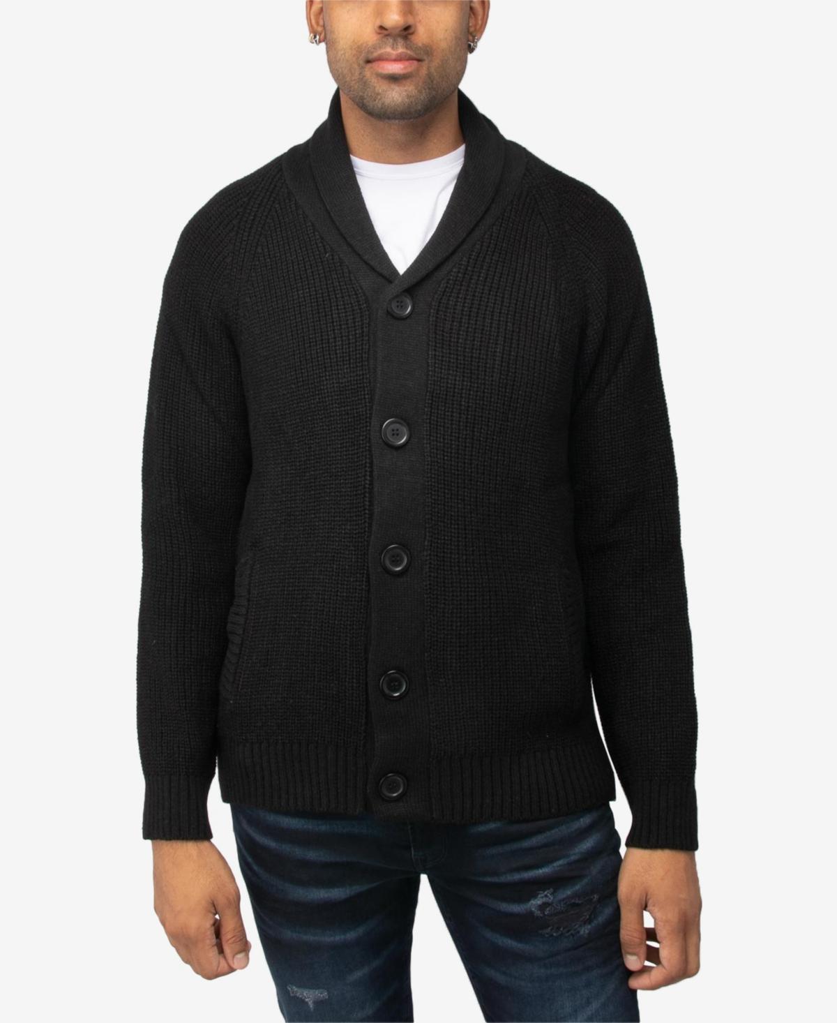 Men's Xray Shawl-Collar Knitted Cardigan Sweater, Size: Large, Blue Product Image