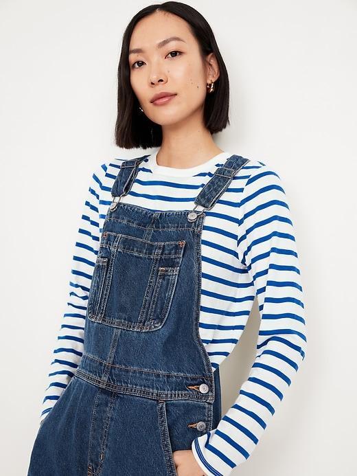 Baggy Wide-Leg Jean Overalls Product Image