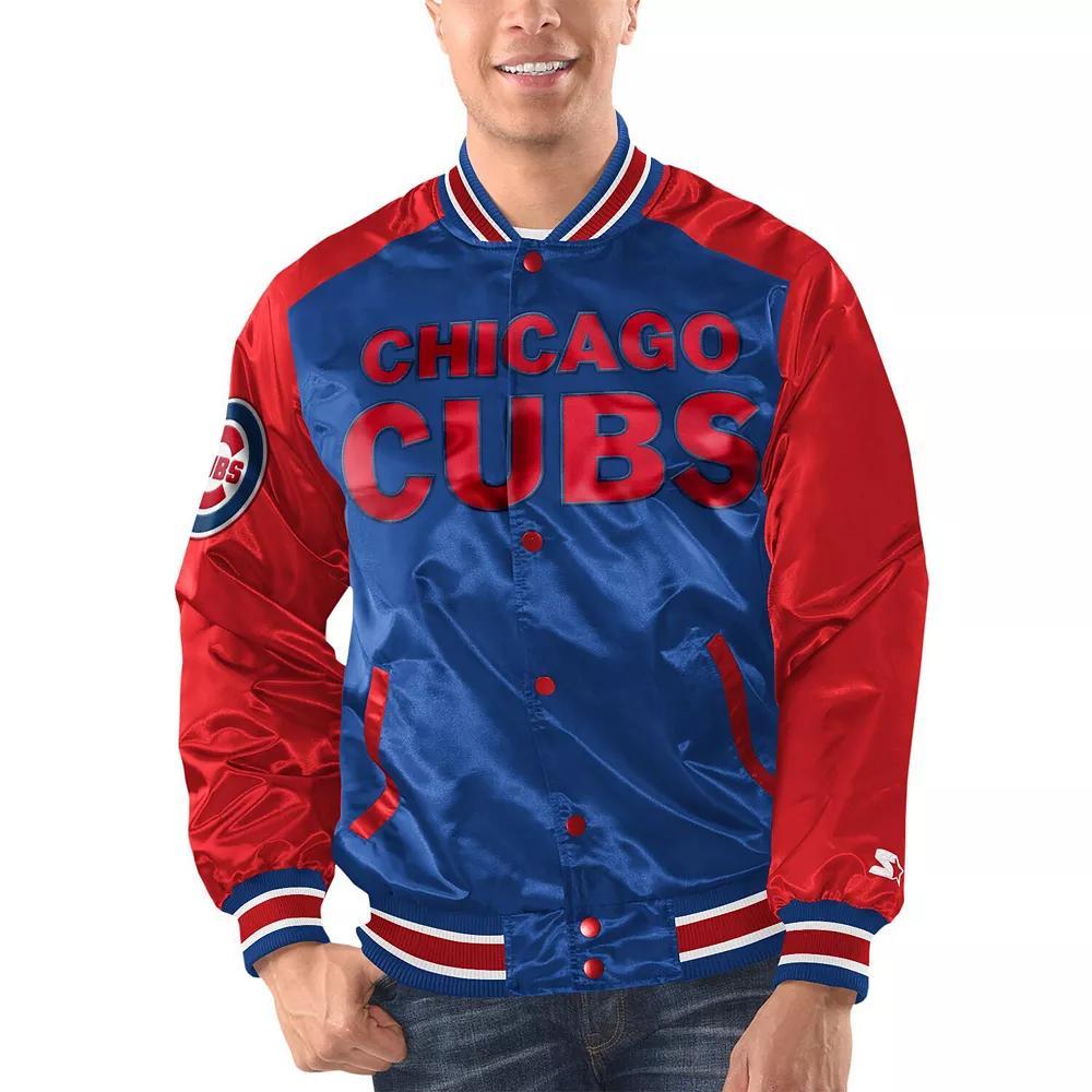 Men's Starter Royal/Red Chicago Cubs Varsity Satin Full-Snap Jacket, Size: XL, Blue Product Image