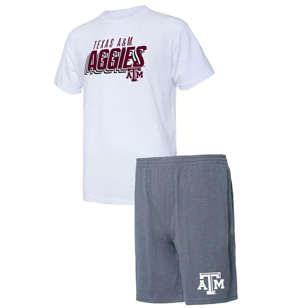 Men's Concepts Sport Charcoal/White Texas A&M Aggies Downfield T-Shirt & Shorts Set,  Product Image