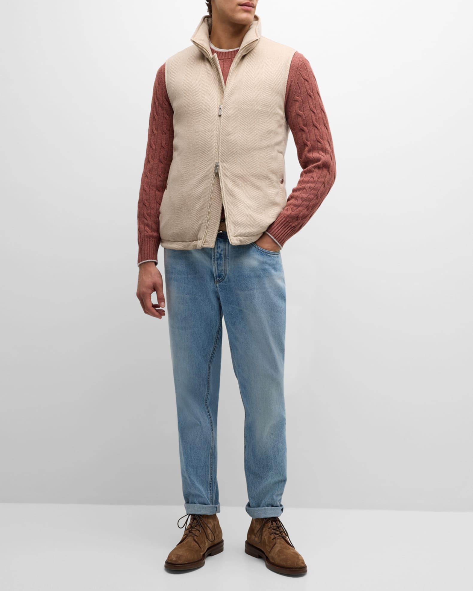 Mens Wool-Cashmere Chevron Full-Zip Vest Product Image