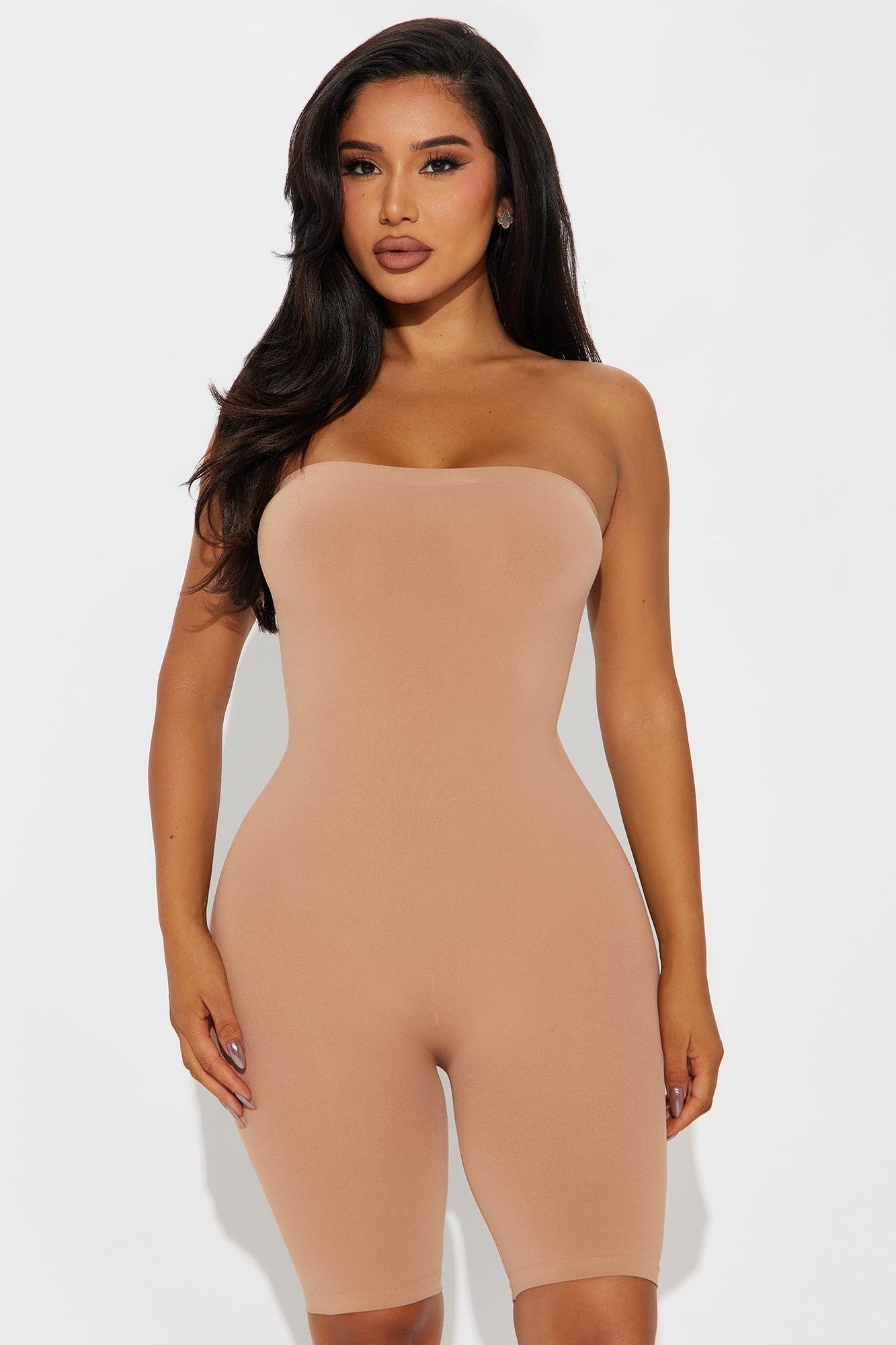 No Show Sheer Layering Bodystocking Romper - Nude Product Image