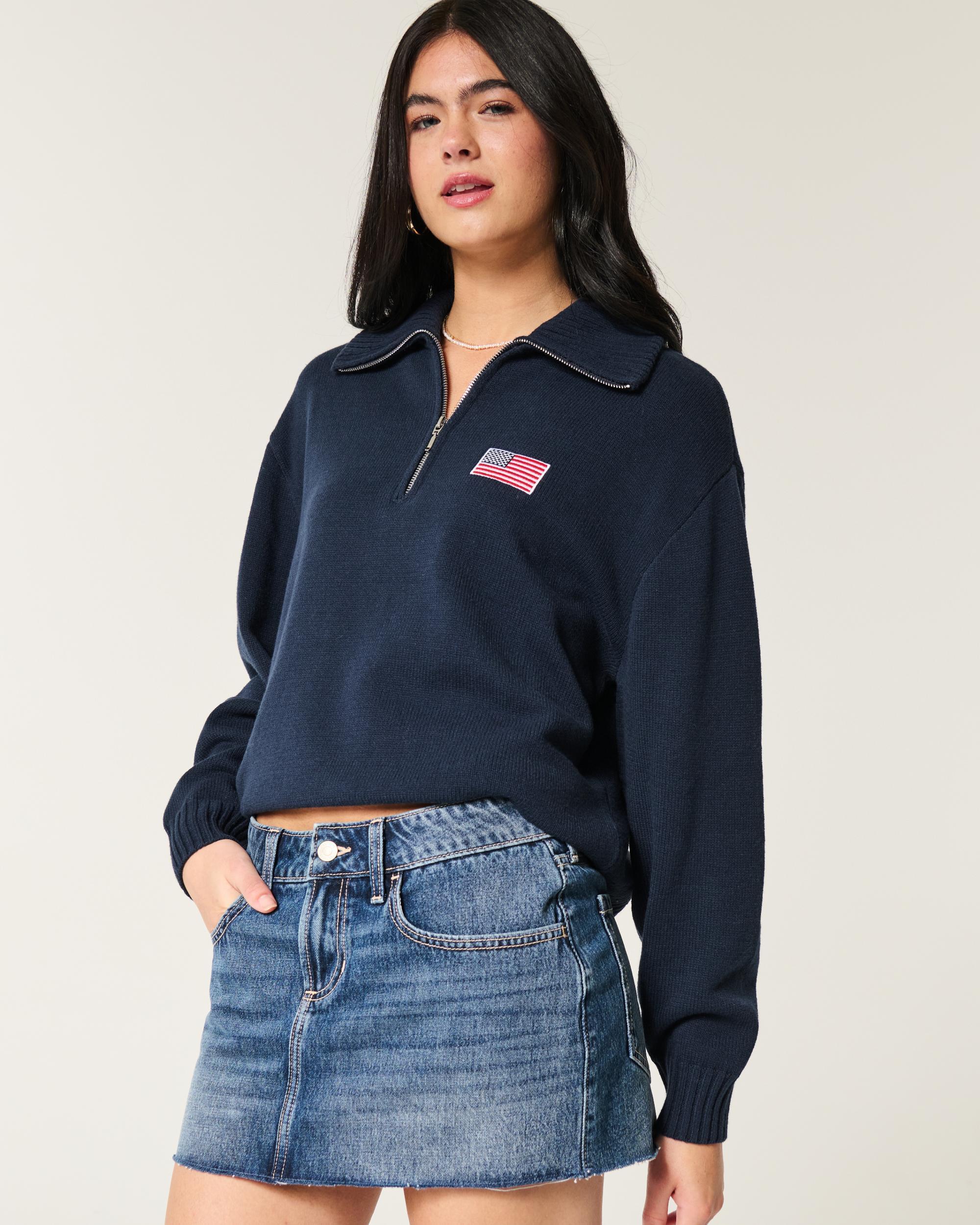 Oversized Half-Zip Graphic Sweater Product Image