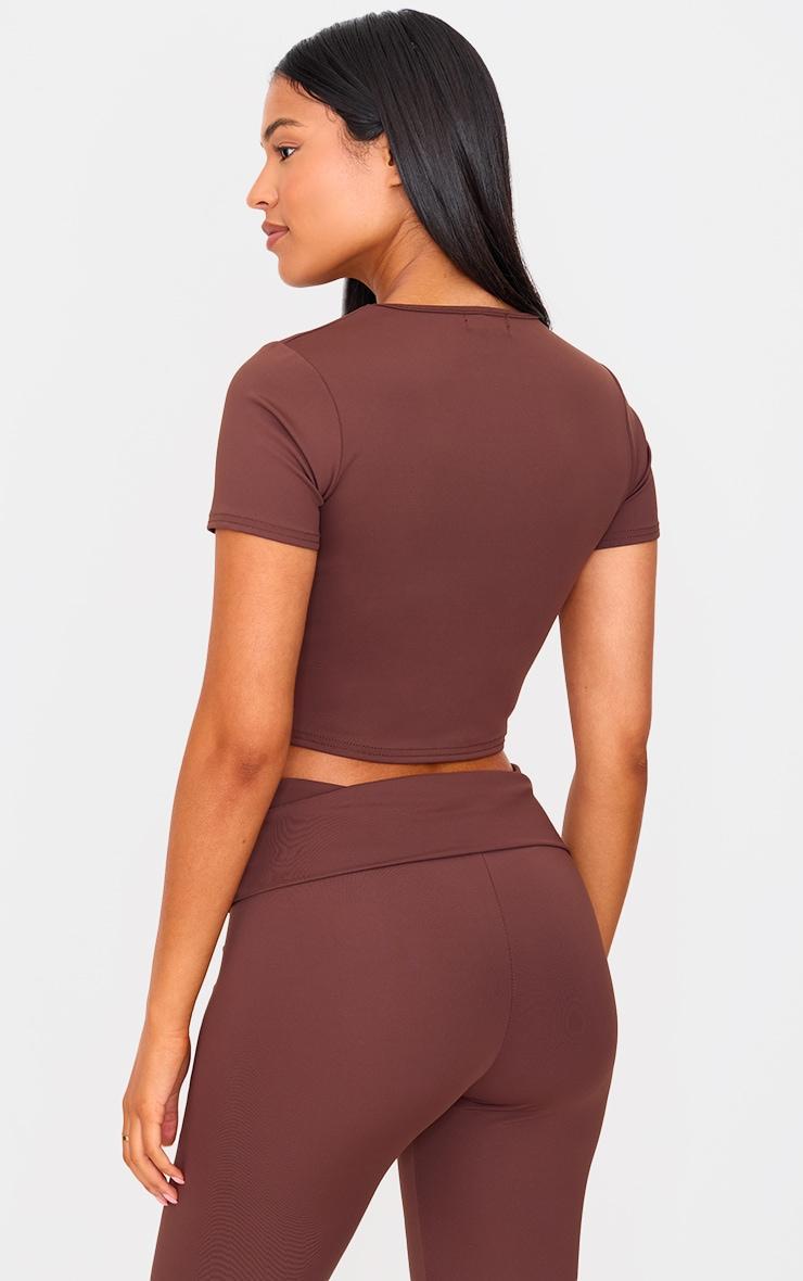 Tall Chocolate Short Sleeve Active Crop Top Product Image