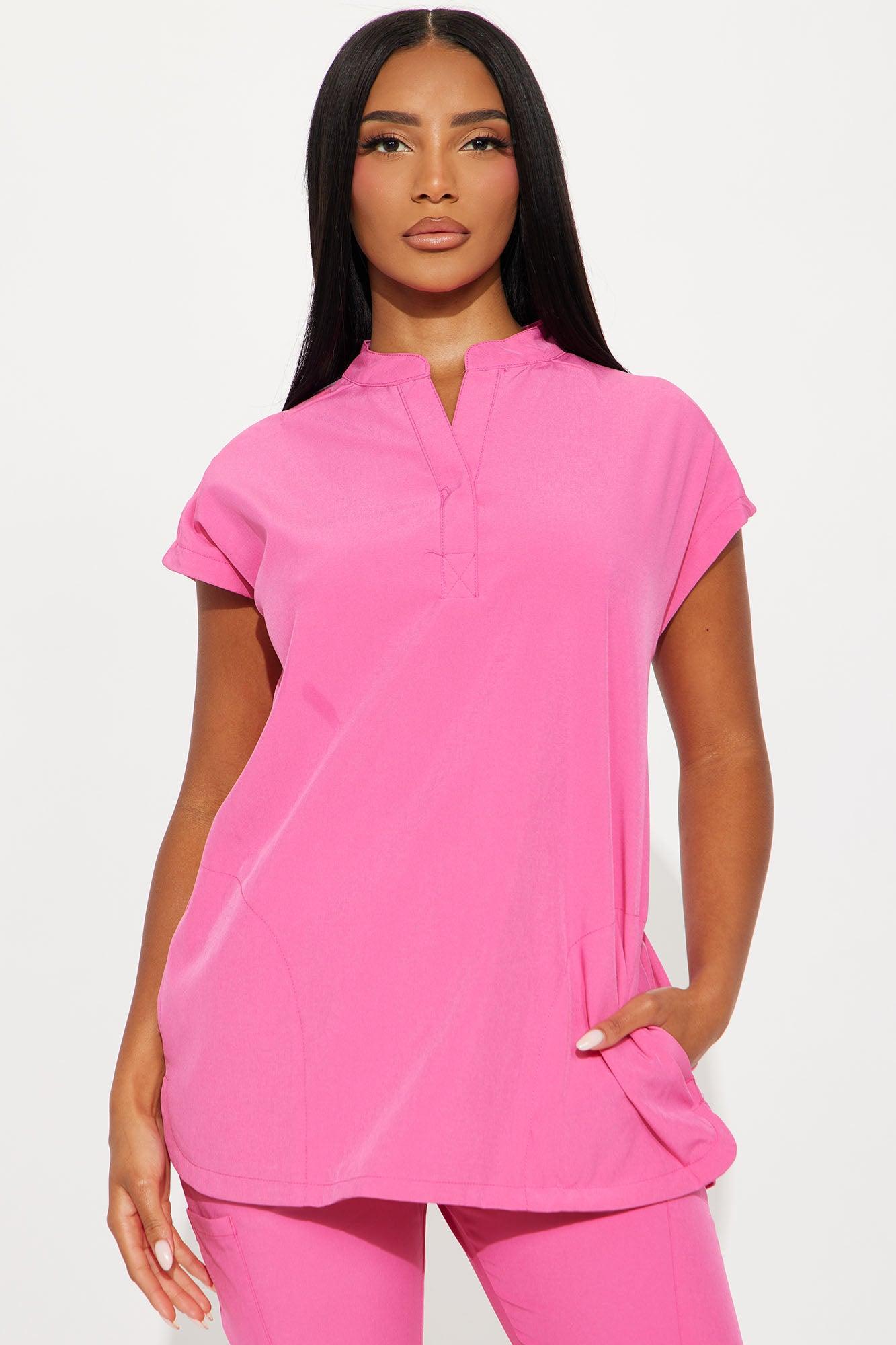 On Call Assist Sleeveless Jogger Scrub Set - Hot Pink Product Image