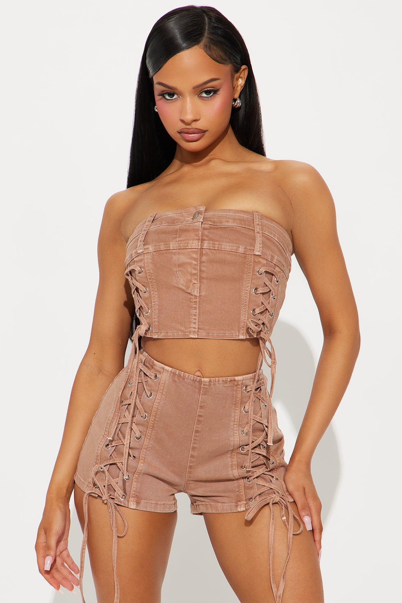 Dasia Denim Short Set - Mocha Product Image