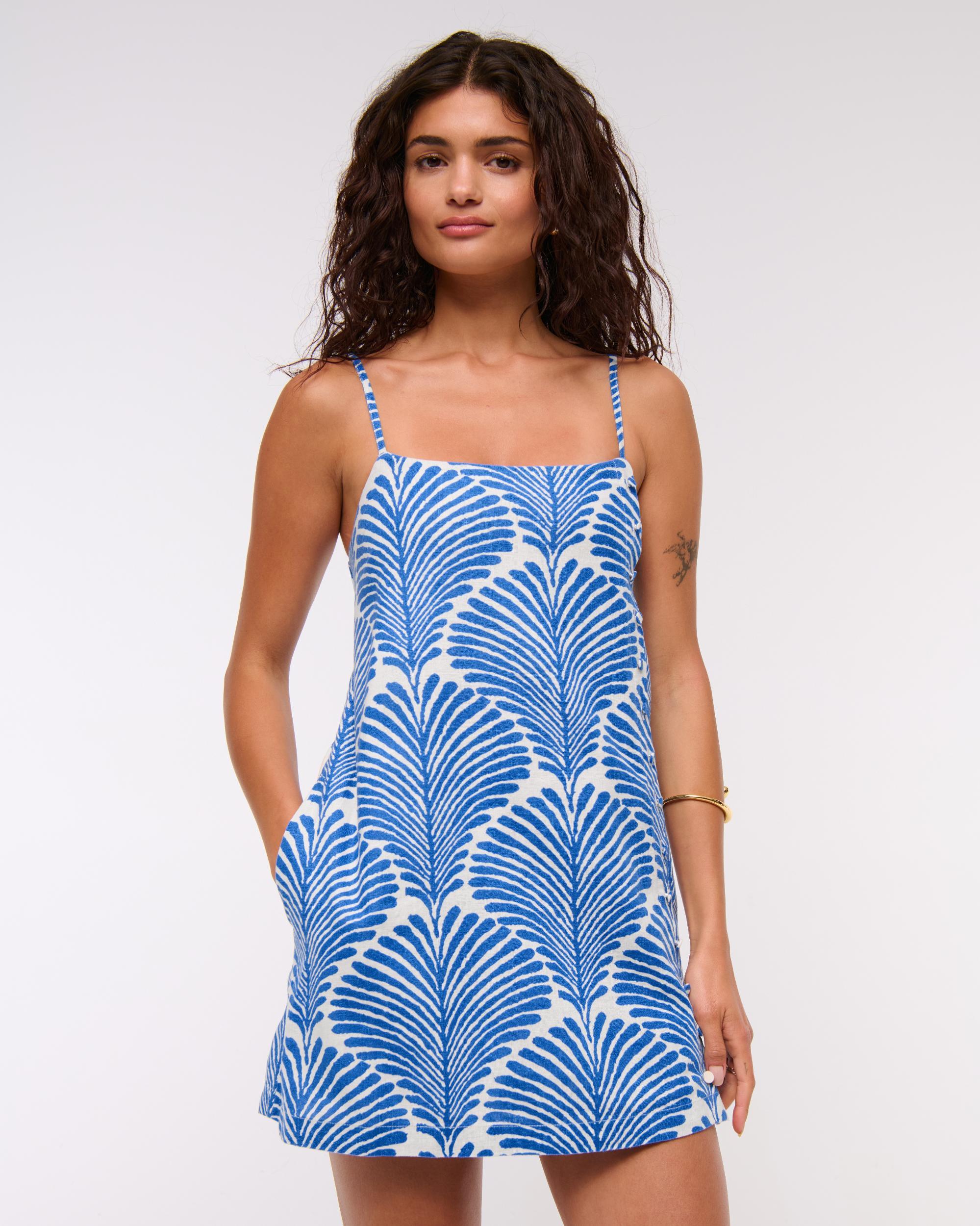 Linen-Blend Button Skort Product Image