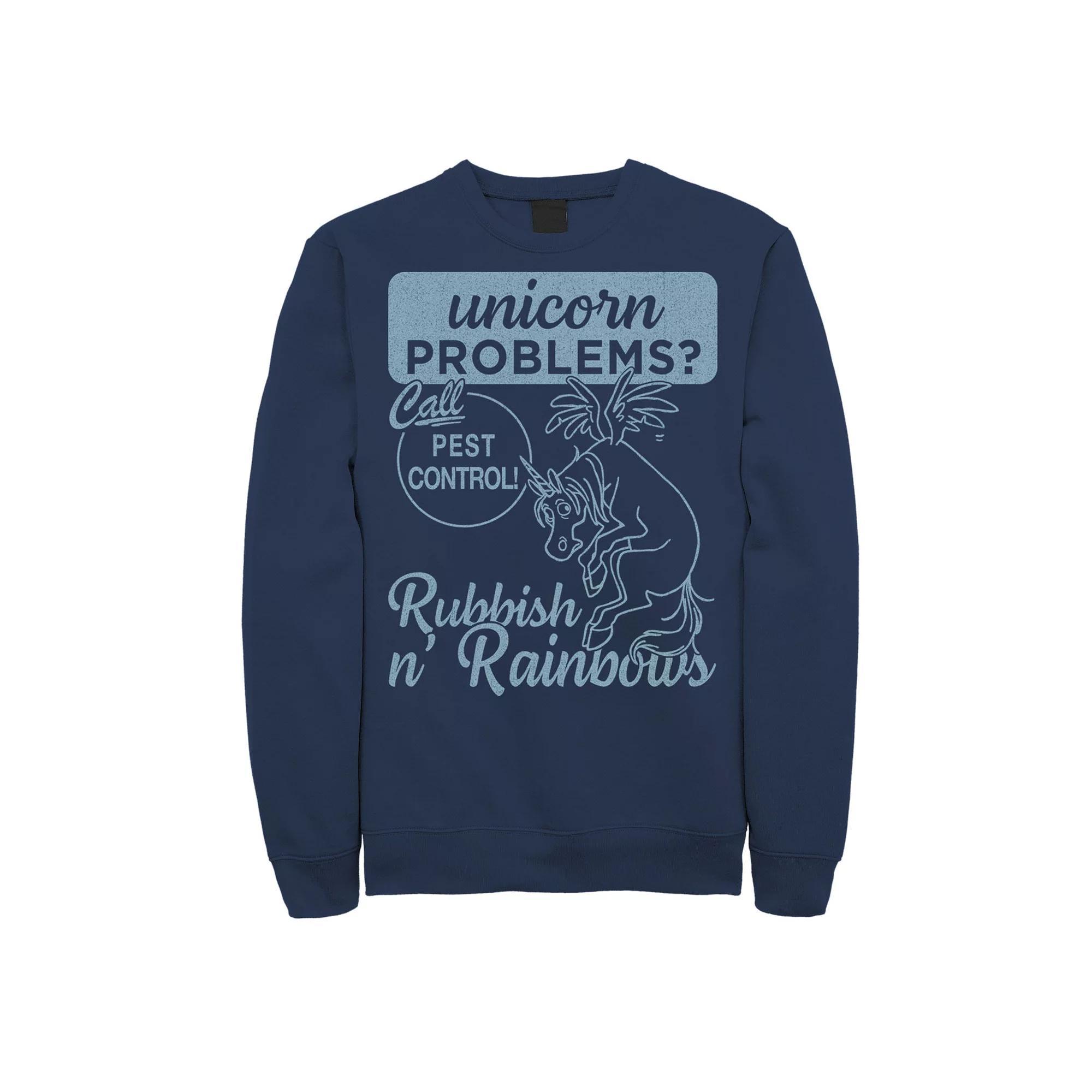 Men's Disney/Pixar Onward Unicorn Pest Control Fleece Sweatshirt, Size: Small, Blue Product Image