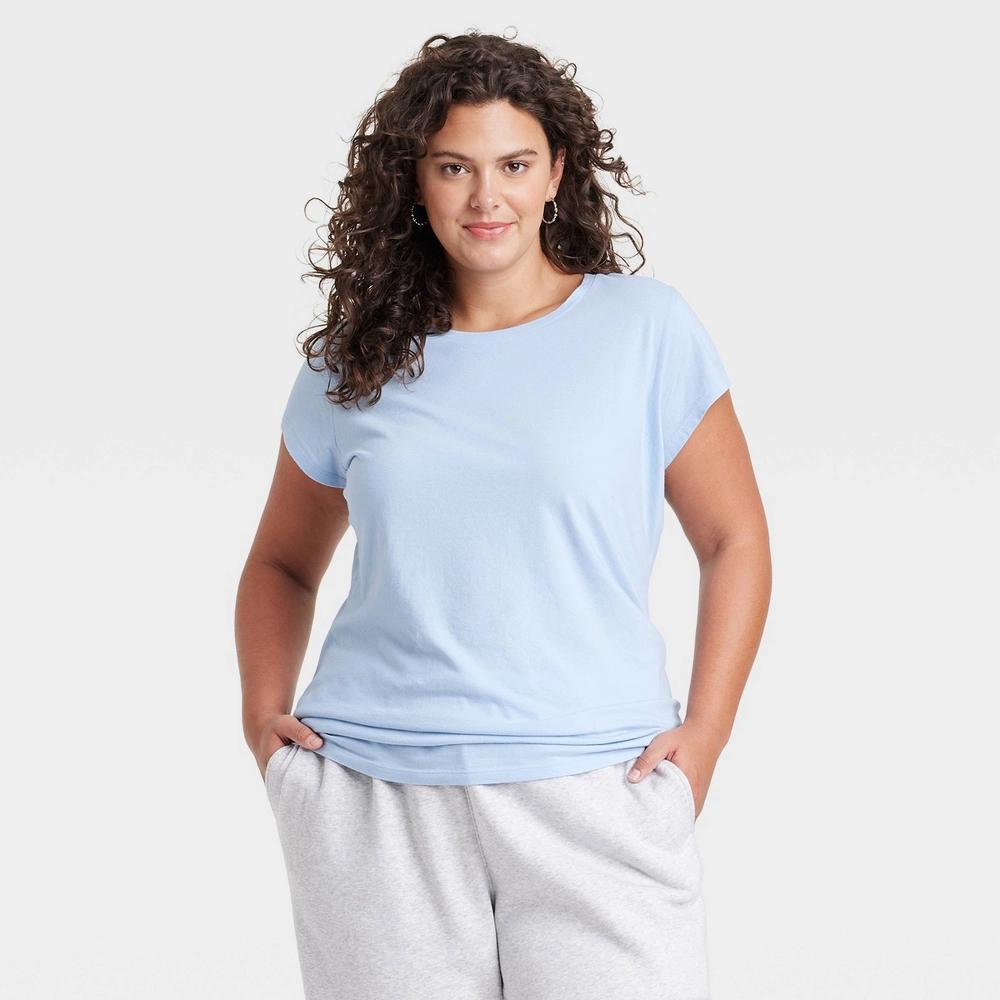 Womens Fitted Short Sleeve T-Shirt - Universal Thread Light Blue 2X Product Image