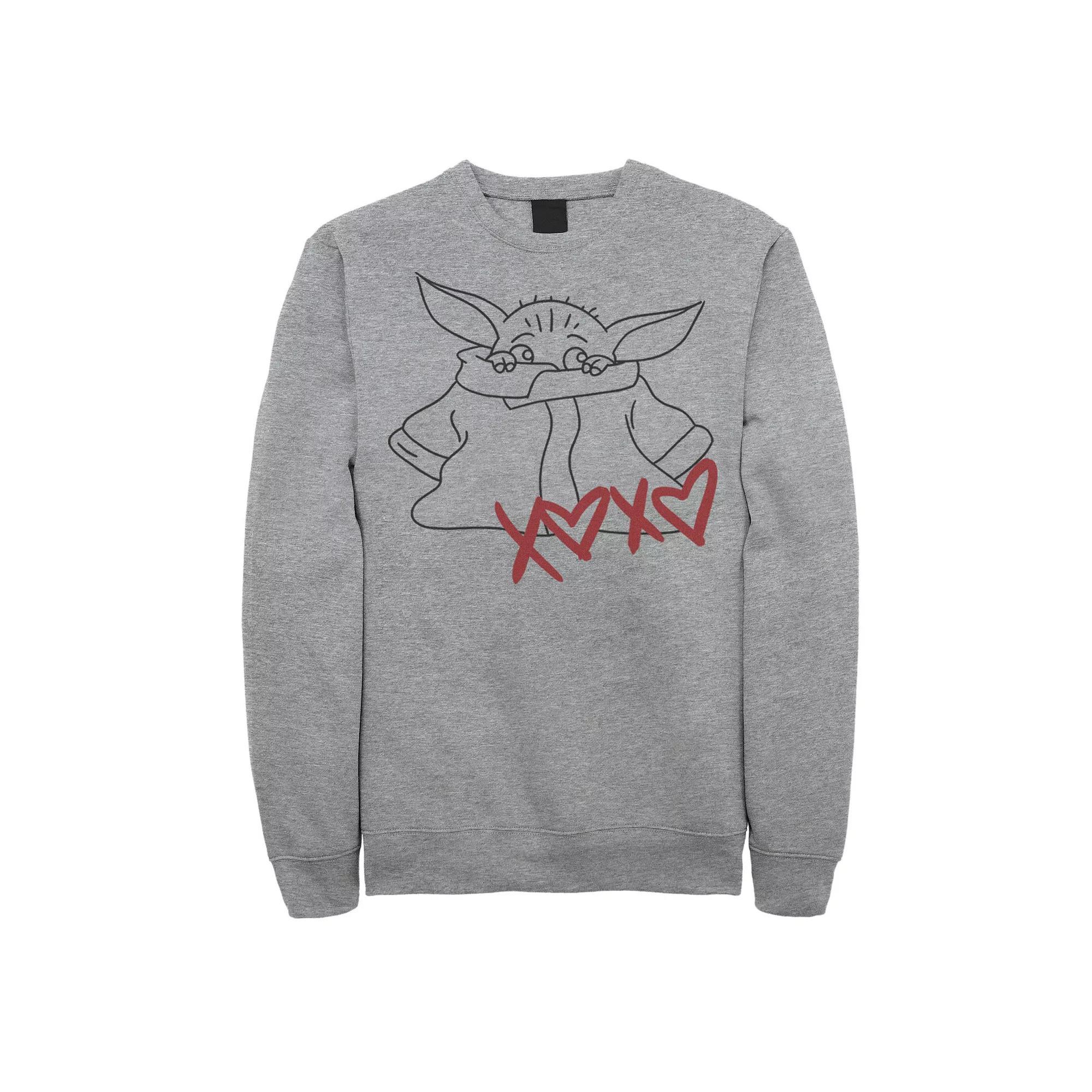 Men's Star Wars The Mandalorian The Child Valentine's Day Outline Sweatshirt,  Product Image