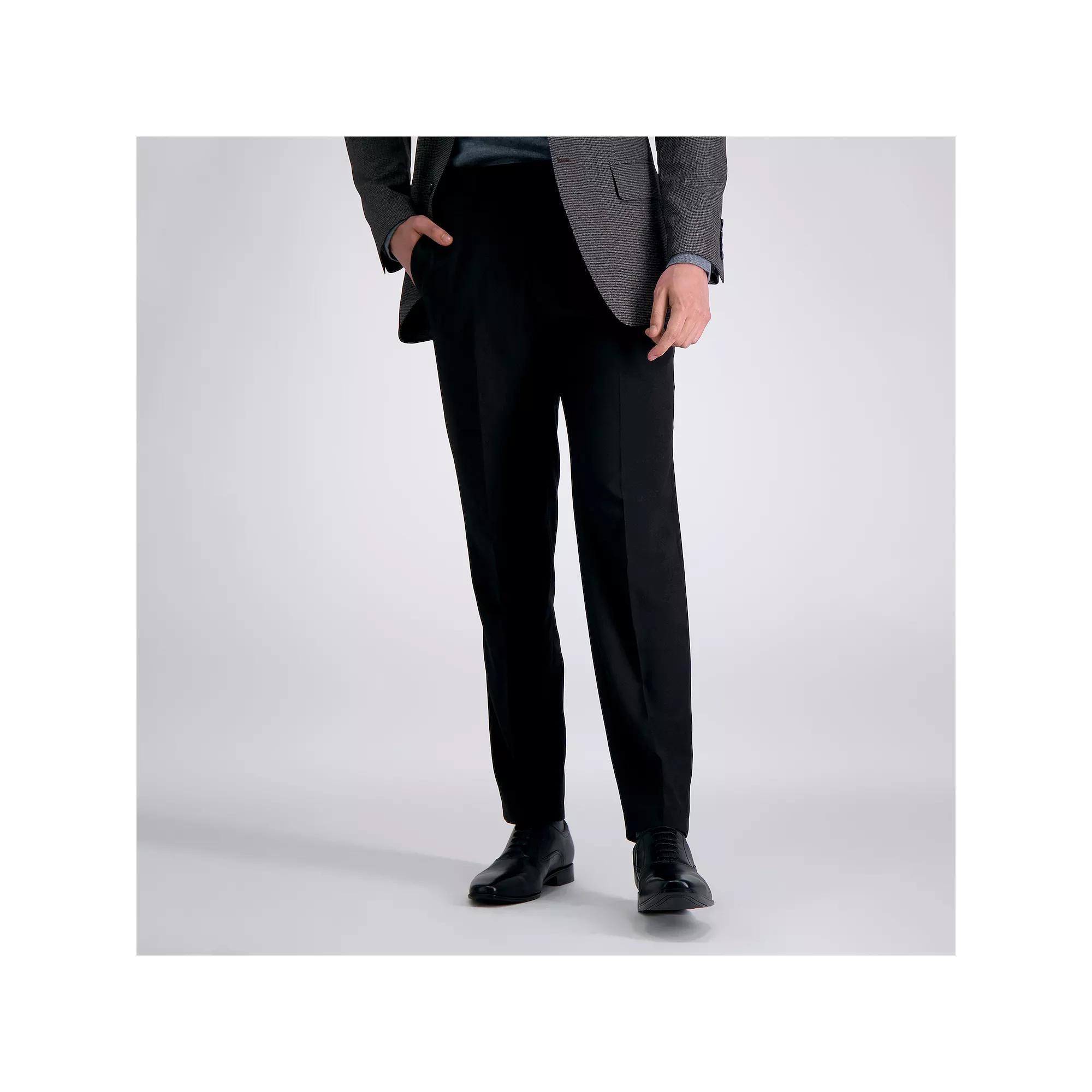 Men's Haggar® Premium Comfort Straight-Fit Flat-Front Dress Pants, Size: 30X30, Black Product Image