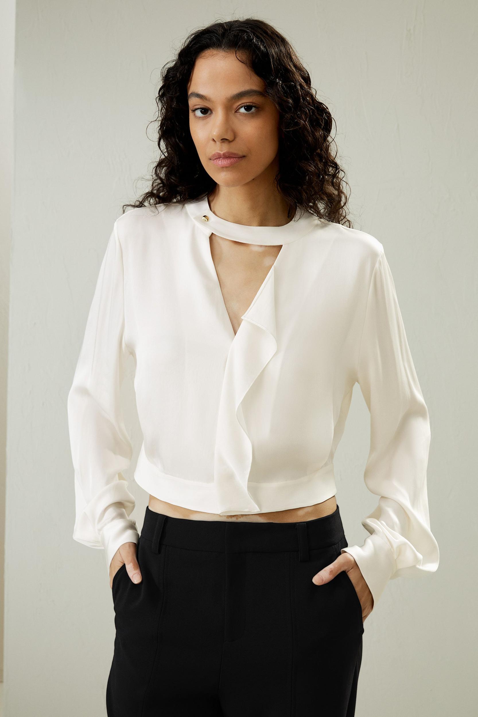 V-neck Collared Shirt Product Image