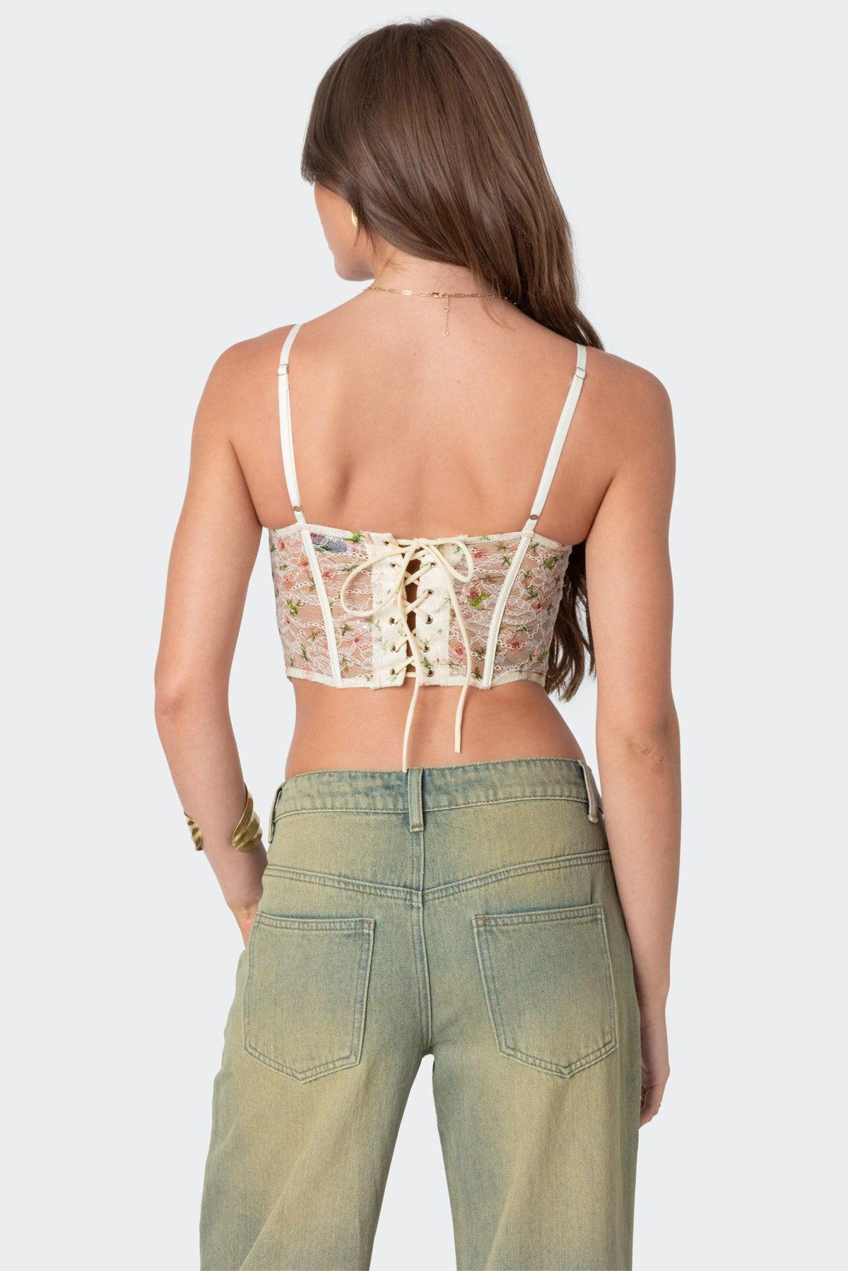 Embroidered Sheer Lace Corset Product Image