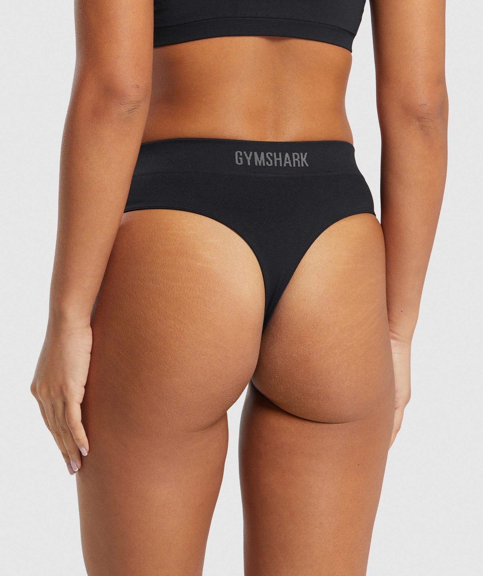 Gymshark Seamless High Waisted Thong - Black Female Product Image