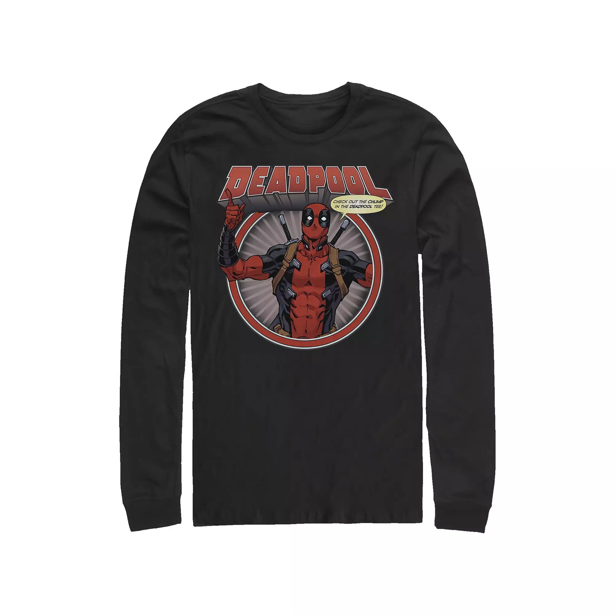 Big & Tall Marvel Deadpool Check Out The Chump In The Deadpool Long Sleeve Graphic Tee, Men's, Size: Large Tall, Black Product Image