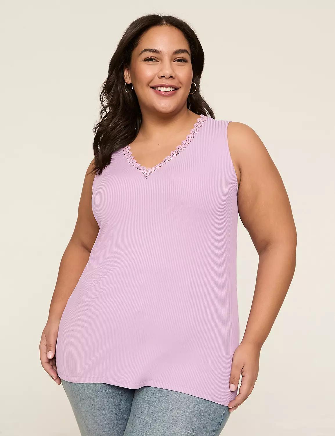 Lace-Trim Ribbed Tank Product Image