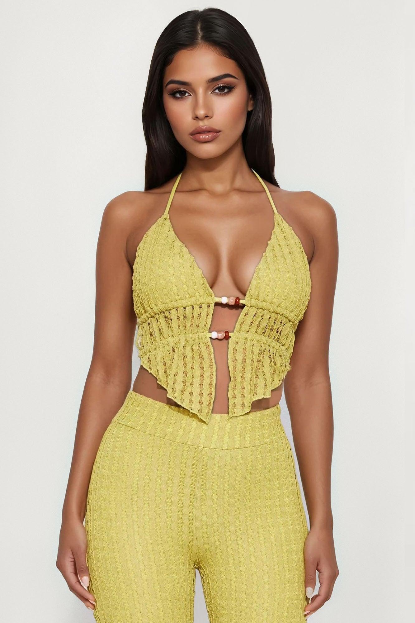 Hot Tropics Halter Pant Set - Green Female Product Image