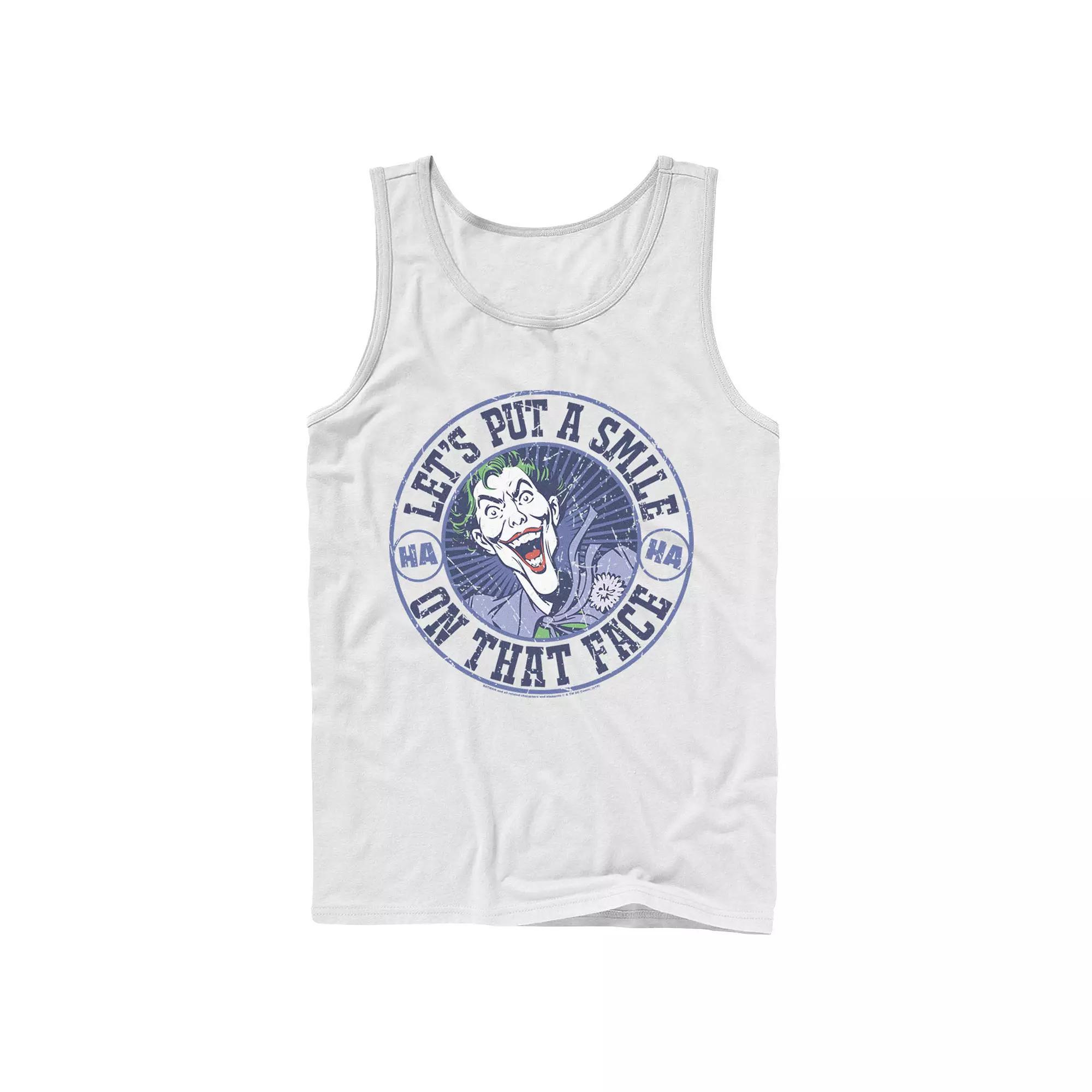 Men's DC Comics The Joker Let's Put A Smile On That Face Tank Top, Size: Large, White Product Image