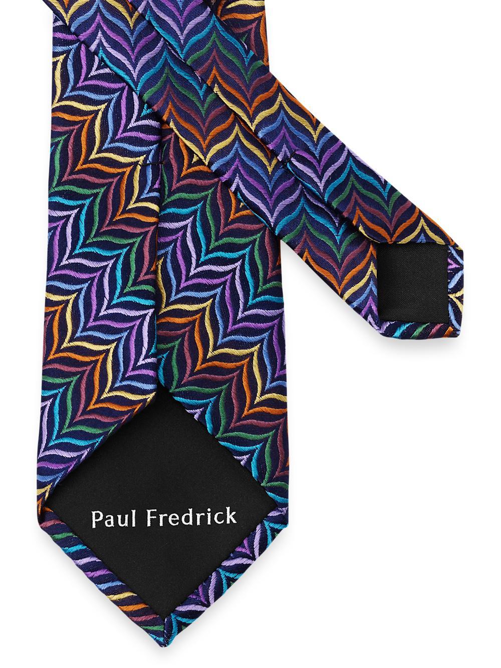 Herringbone Woven Silk Tie - Purple Multi Product Image