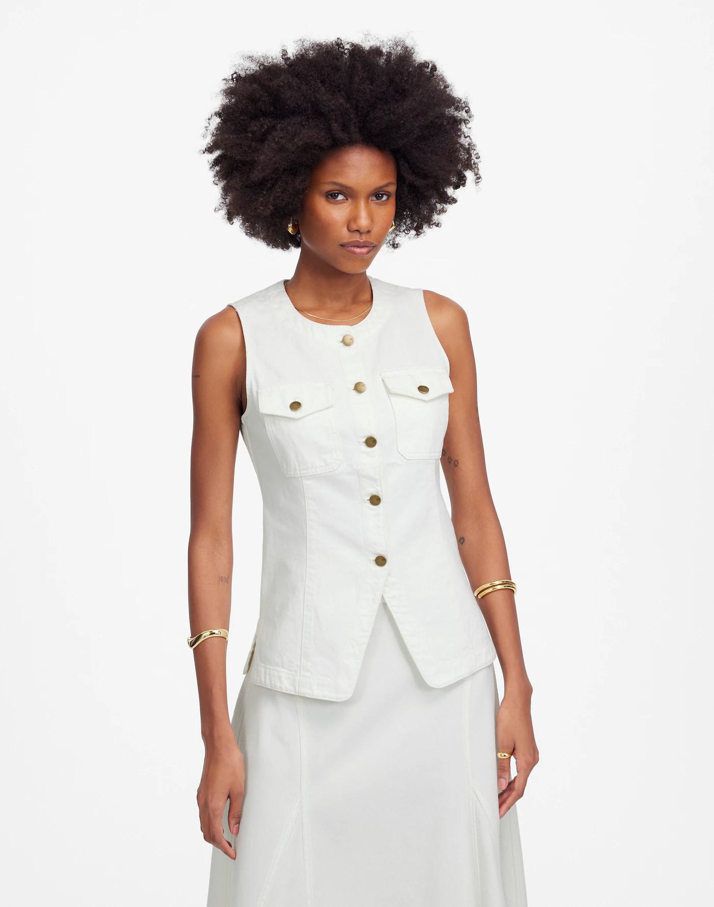 Denim High Crewneck Vest Product Image