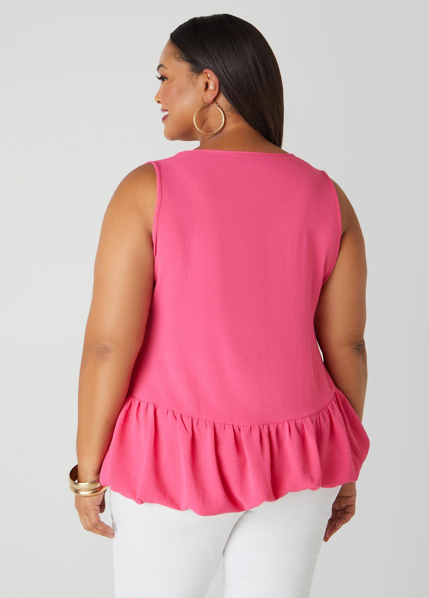 Plus Size Textured Flounced Blouse Ashley Stewart Product Image