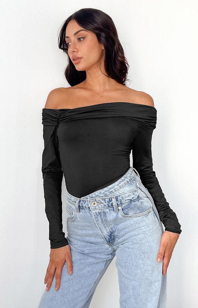 Phoenix Black Off Shoulder Bodysuit Product Image