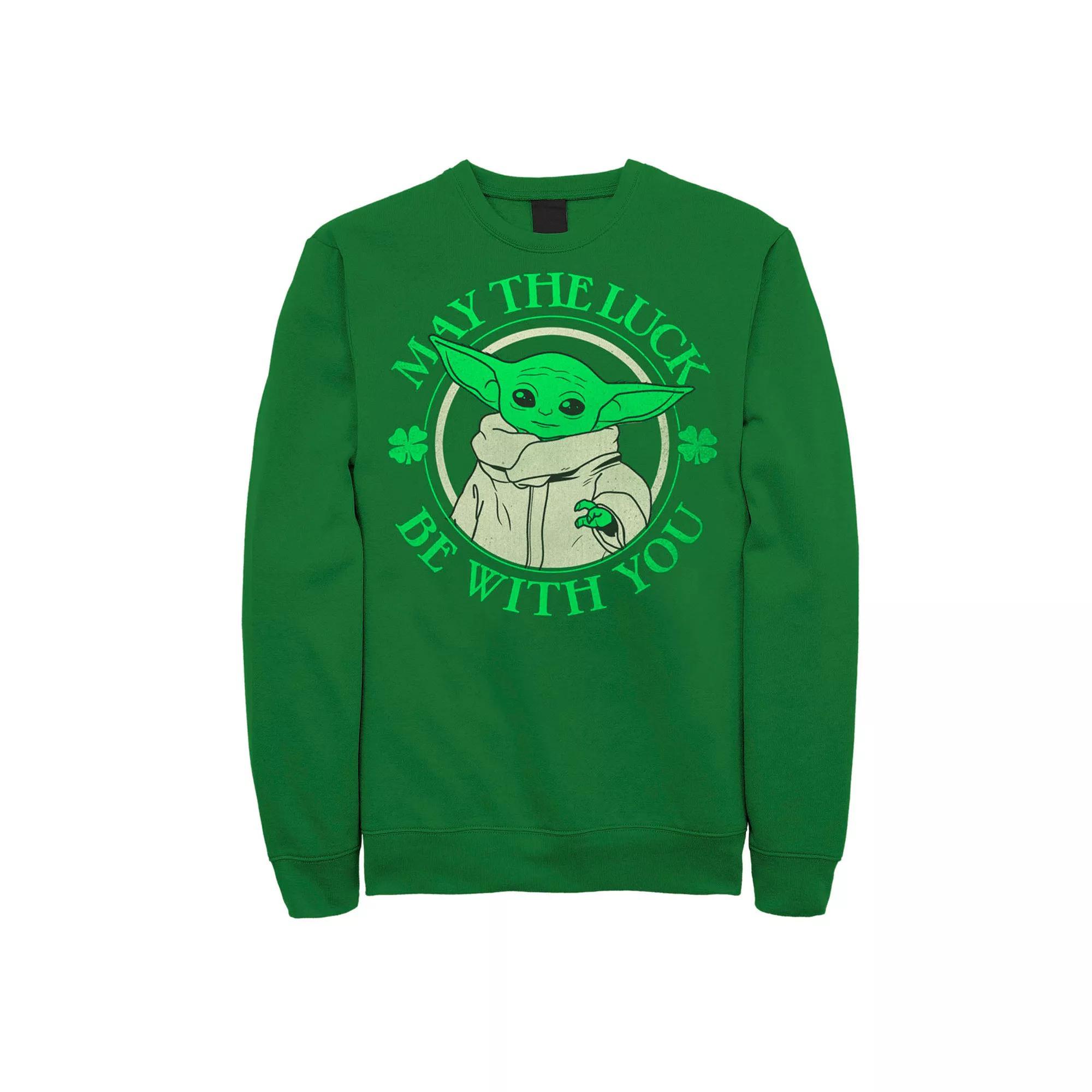 Men's Star Wars The Mandalorian Grogu "May The Luck Be With You" St. Patrick's Day Sweatshirt, Size: Small, Kelly Product Image