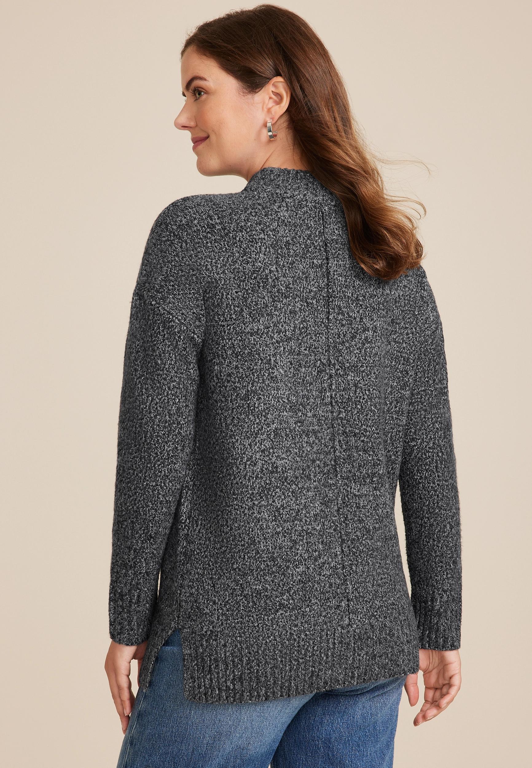 Marled Mock Neck Tunic Sweater Product Image