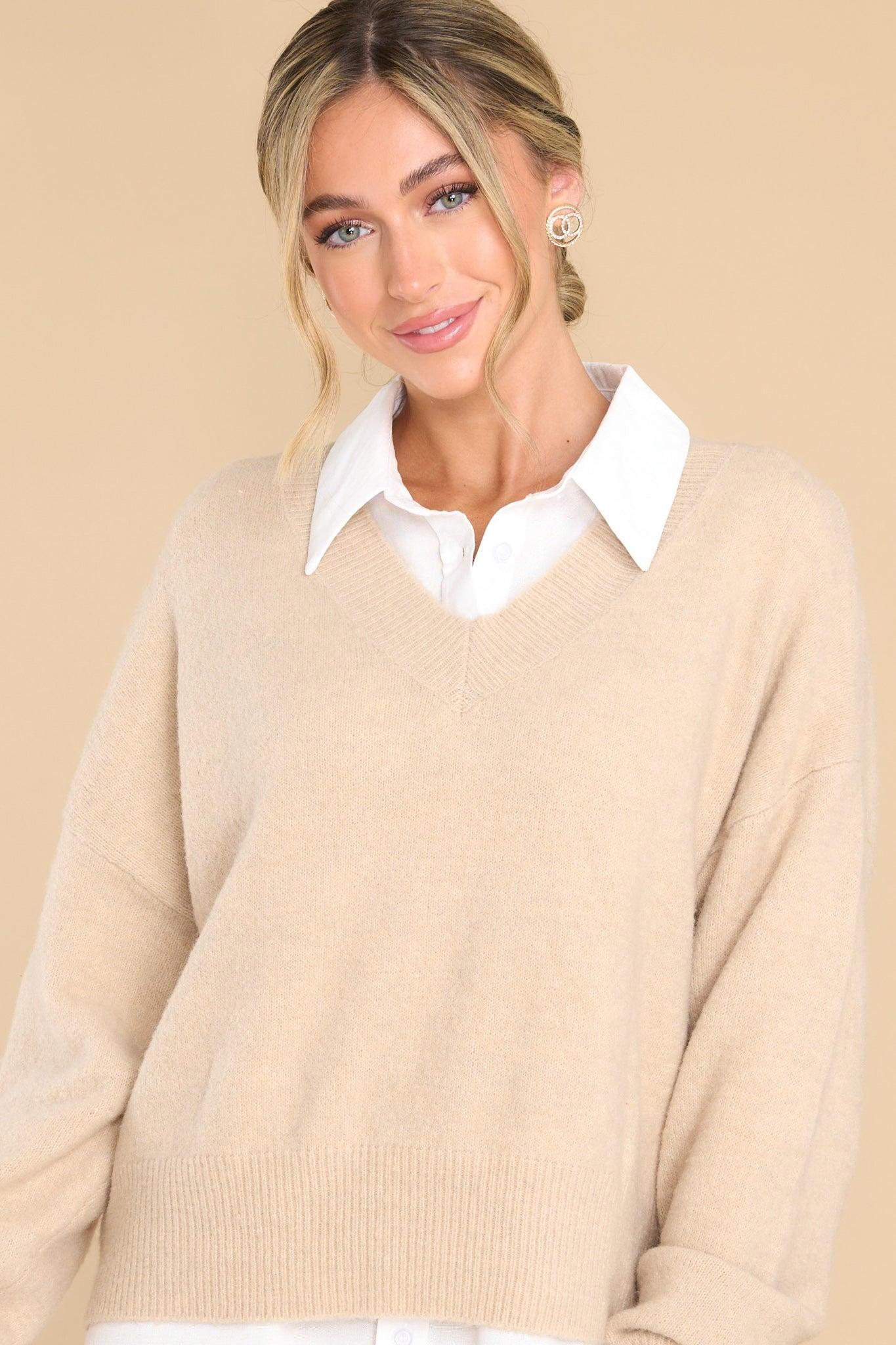 Might As Well Beige Sweater Product Image