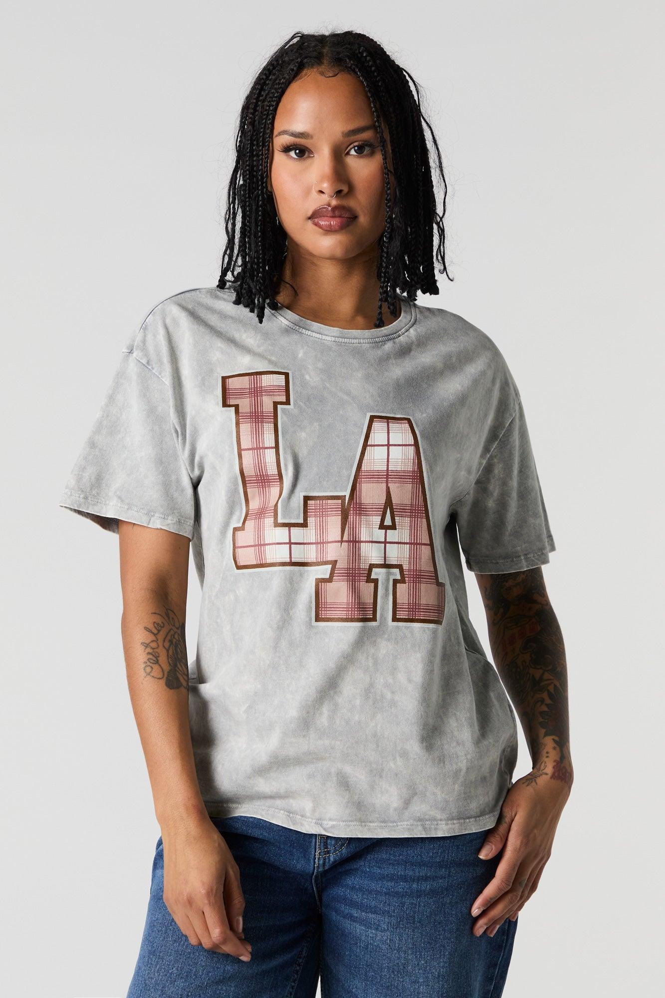 Plaid LA Graphic Washed T-Shirt Female Product Image