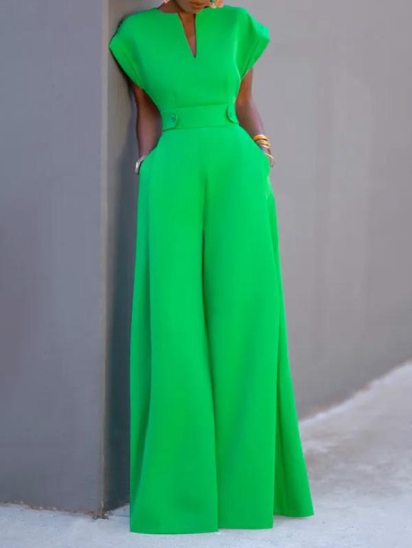 Cap Sleeve Wide Leg Solid Color Jumpsuits Product Image