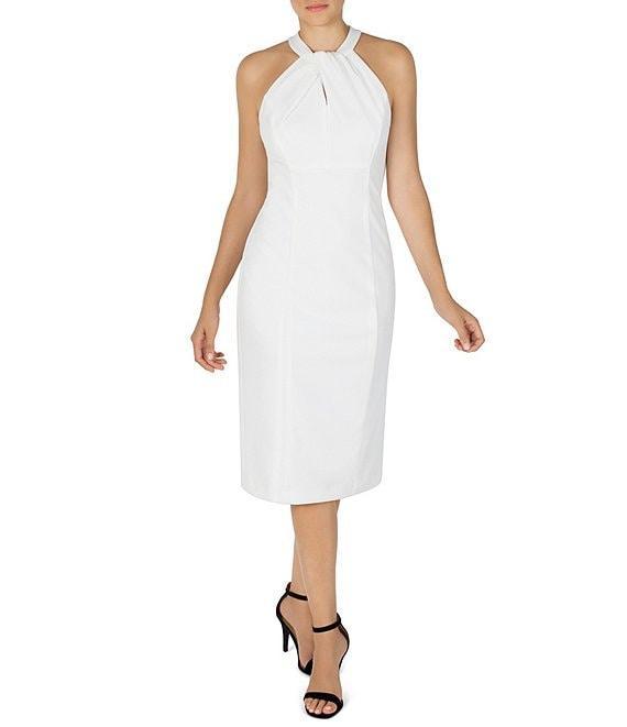 Julia Jordan Twist Halter Neck Sleeveless Stretch Crepe Sheath Dress Product Image