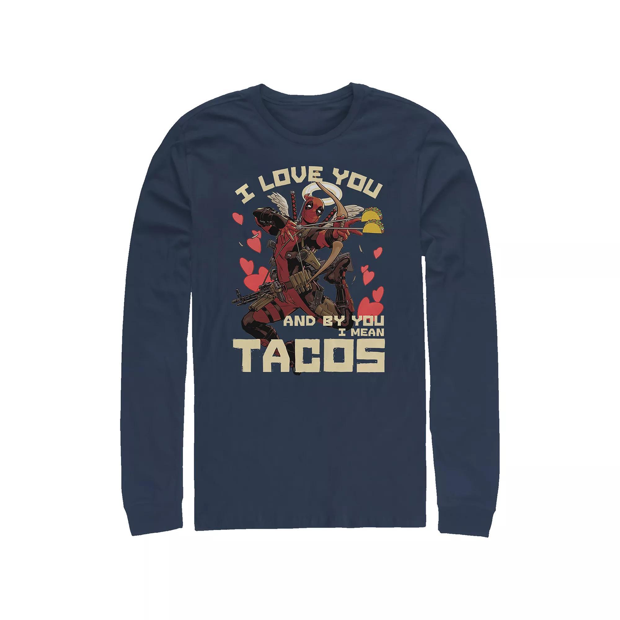 Big & Tall Marvel Deadpool I Love Tacos Long Sleeve Graphic Tee, Men's,  Product Image