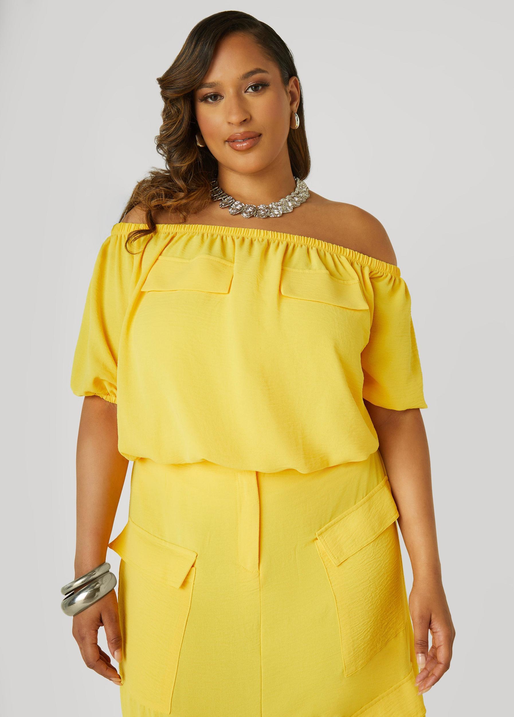 Plus Size Textured Off The Shoulder Blouse Ashley Stewart Product Image