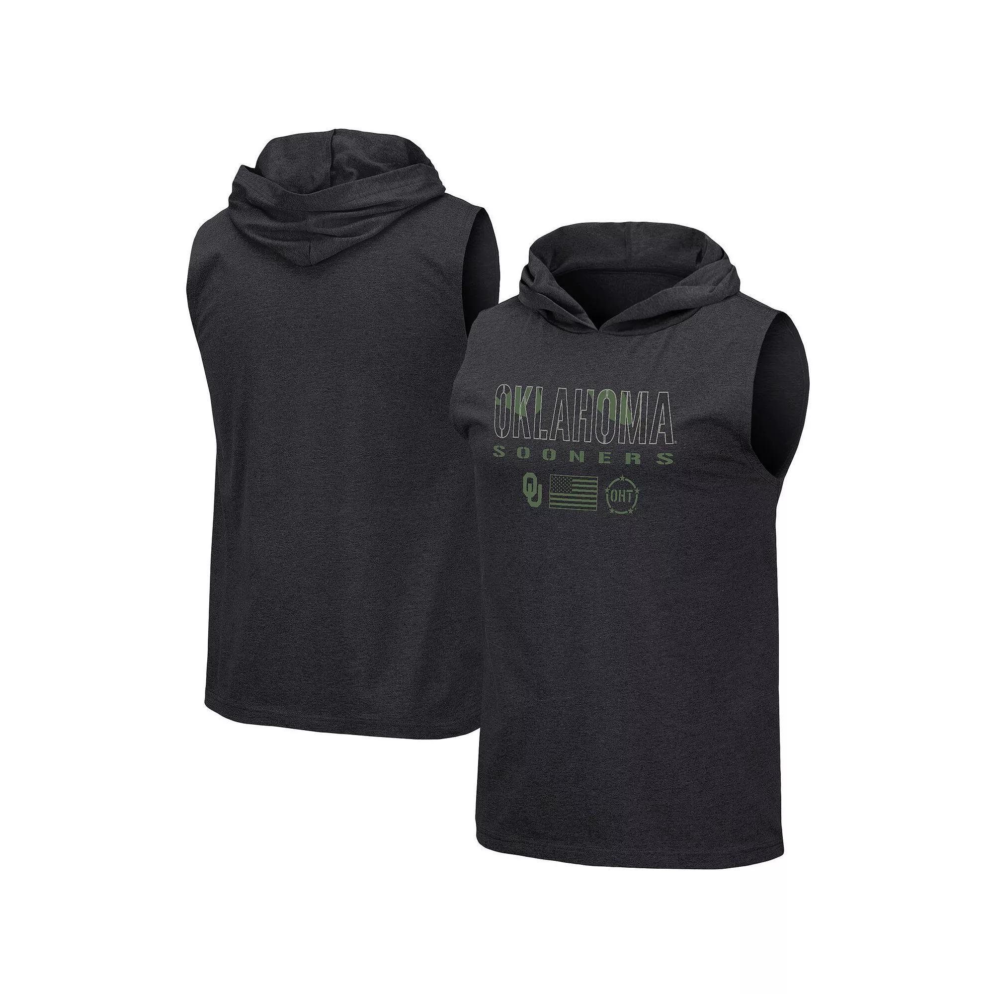 Men's Colosseum Black Oklahoma Sooners OHT Military Appreciation Camo Wordmark Hoodie Tank Top, Size: Large Product Image