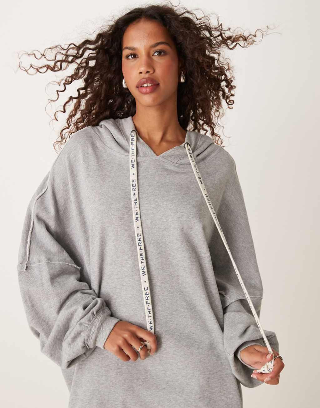 Free People oversized longline hoodie in gray heather Product Image