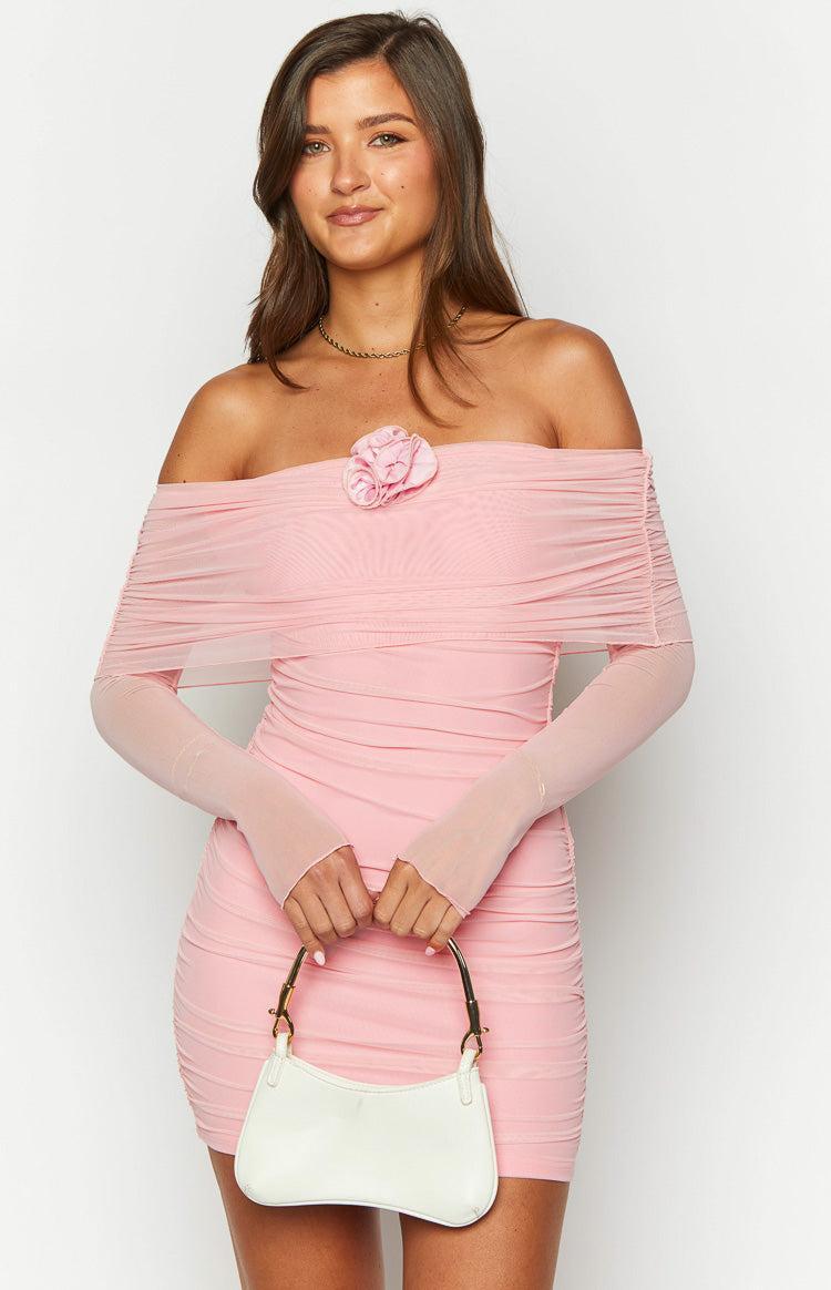 Bree Pink Mesh Long Sleeve Mini Dress Product Image