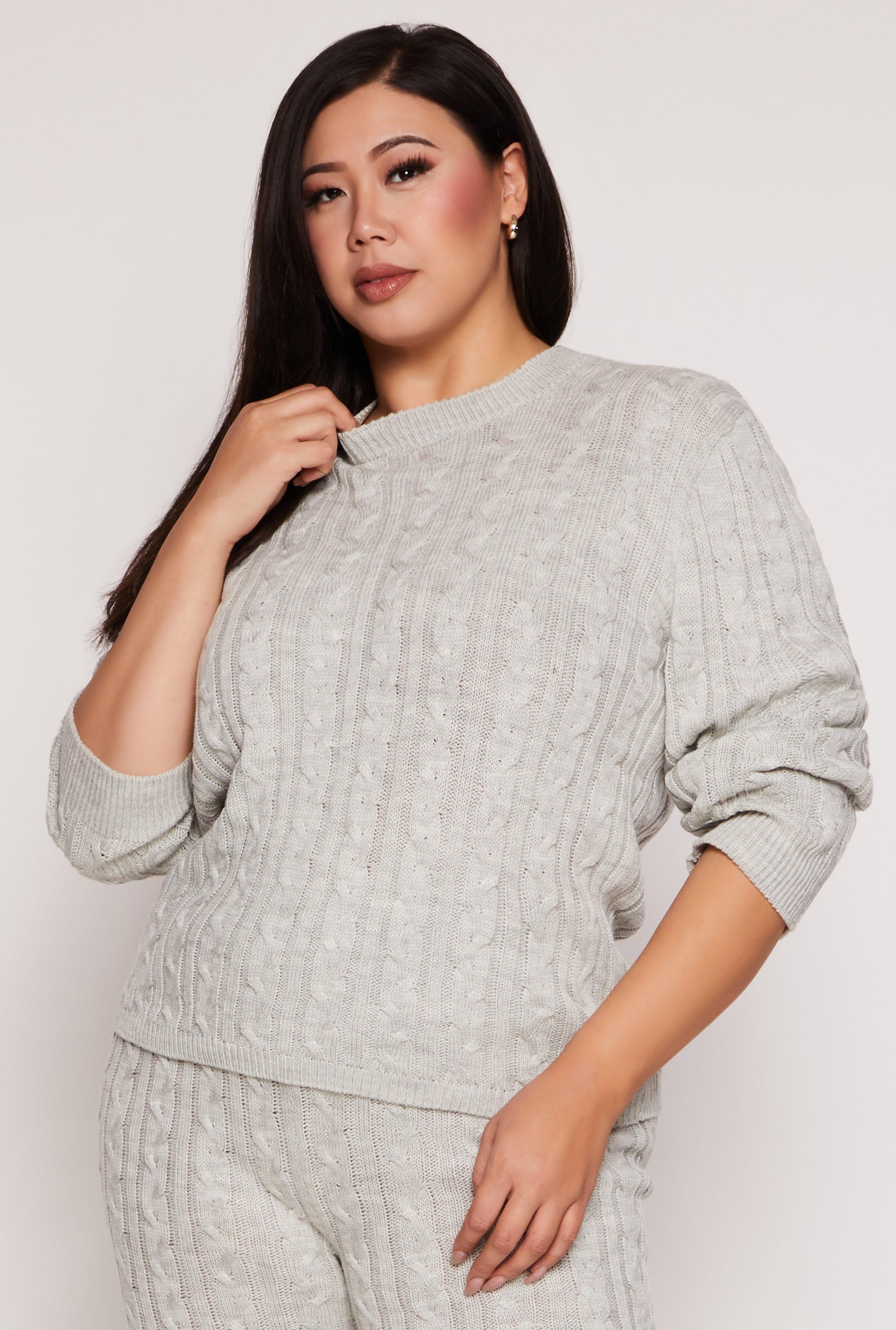 Womens Plus Size Cable Knit Sweater Product Image