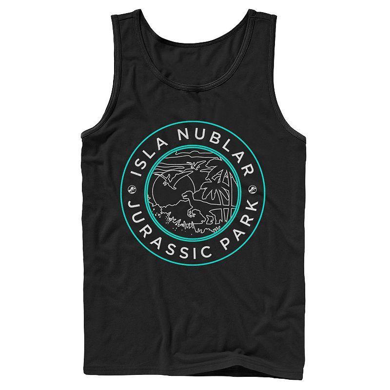 Mens Jurassic Park Isla Nublar Badge Retro Tank Top Product Image