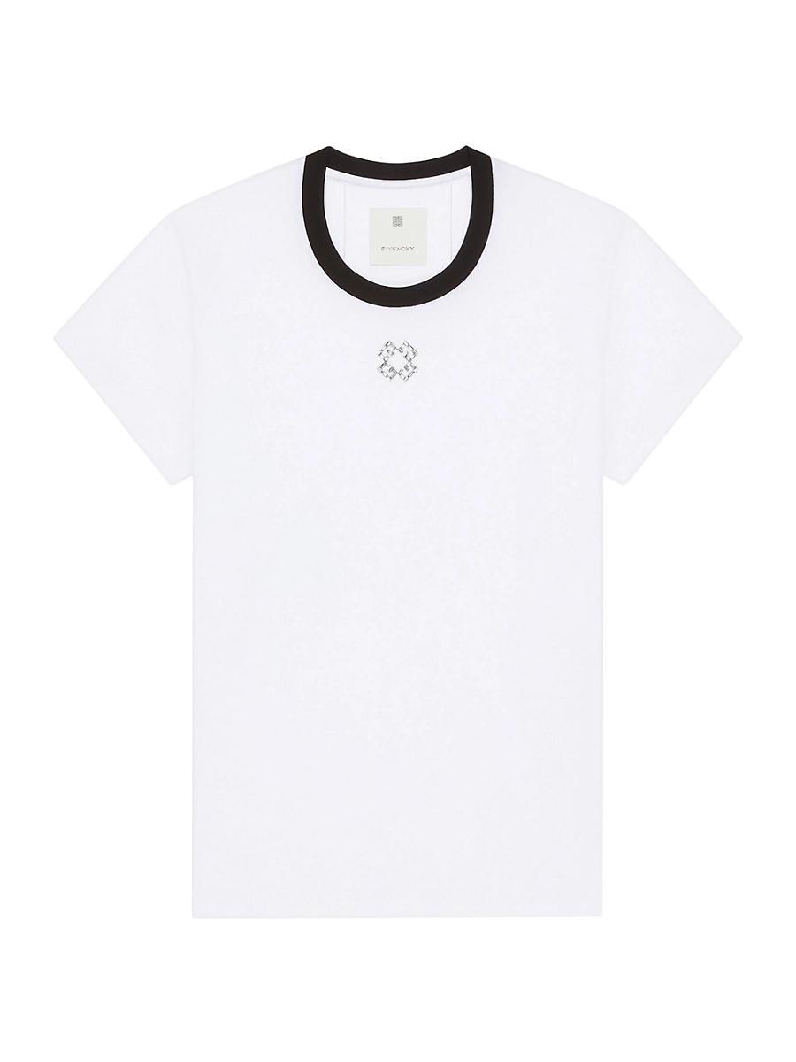 Womens Slim Fit T-Shirt in Cotton and Crystals Product Image