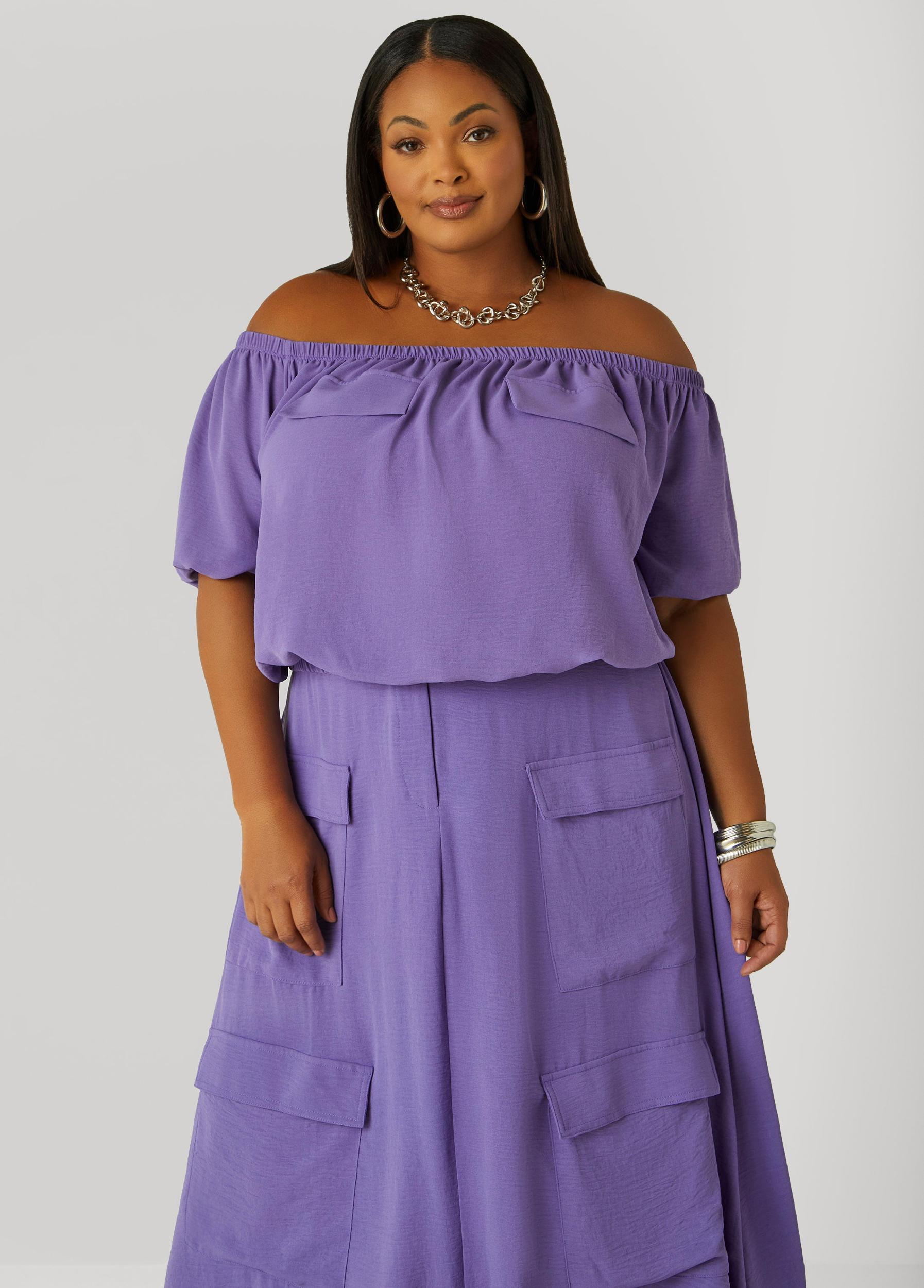 Plus Size Textured Off The Shoulder Blouse Ashley Stewart Product Image