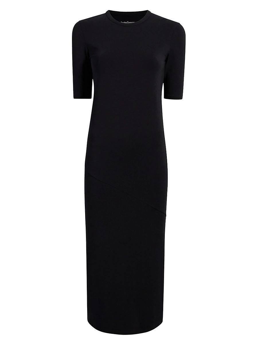 Fitted Midi Dress w/ Elbow Sleeves Product Image