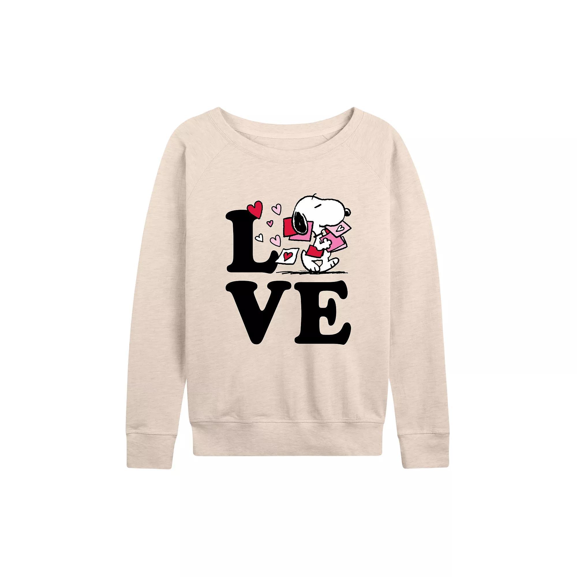 Women's Peanuts Love Snoopy French Terry Long Sleeve Tee,  Product Image